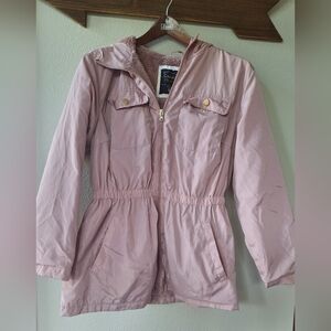 Cavalini Womens Light Mauve Jacket Full Zip Hood Pockets Size Petite Large